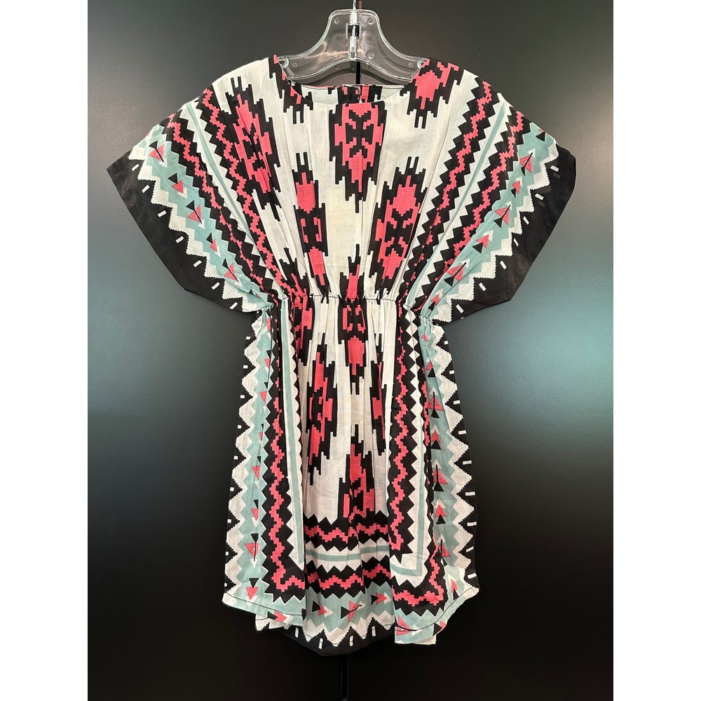 Yo Baby Geometric Tribal Print Cotton Tunic Dress Pink Black Size 2 YBFW625
